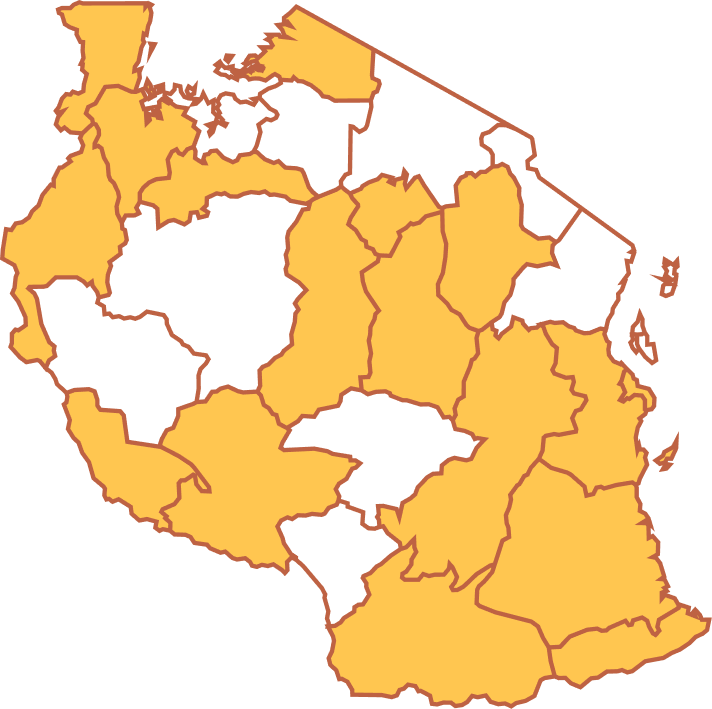 Map of Tanzania showing programme regions